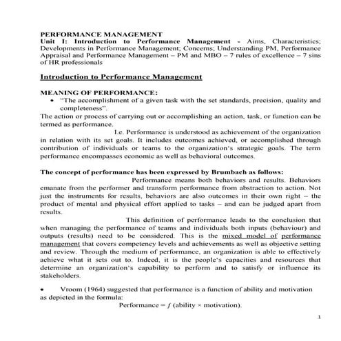 Performance  management mod 1