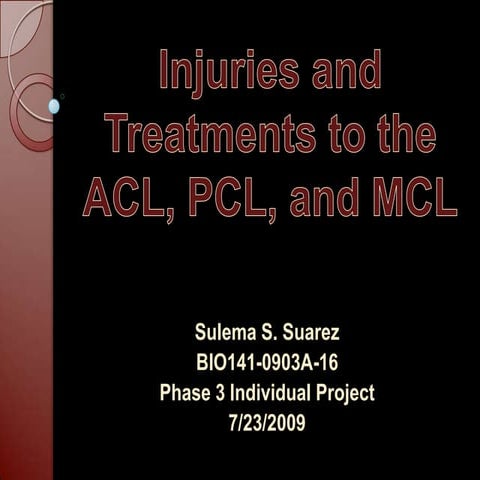 Injuries to ACL, PCL, and MCL