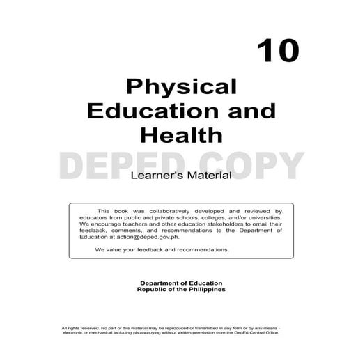 Grade 10 Physical Education - Learning Material {Unit 1:Active Recreation (Sp...