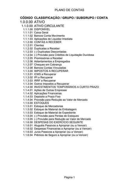 Plano de contas