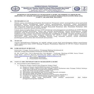 Pedoman MABA STPP Malang TA.2014/2015