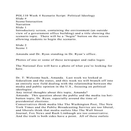 POL110 Week 4 Scenario Script Political IdeologySlide #SceneIn.docx