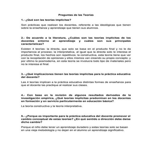 Preguntas de las teorías implícitas