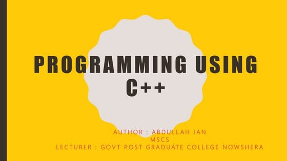 Programming using c++ tool