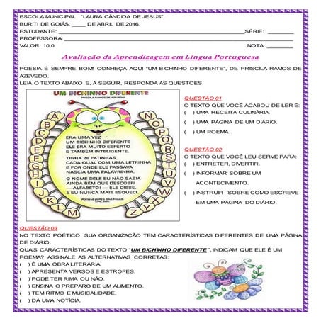 Prova de Língua Portuguesa