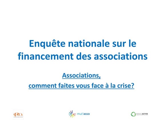 Résultats Enquête financement des assos 2011