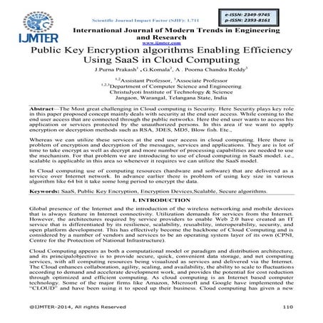 Public Key Encryption algorithms Enabling Efficiency Using SaaS in Cloud Comp...