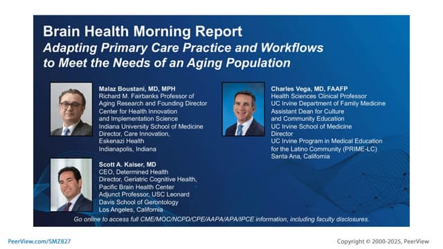 Brain Health Morning Report: Adapting Primary Care Practice and Workflows to ...