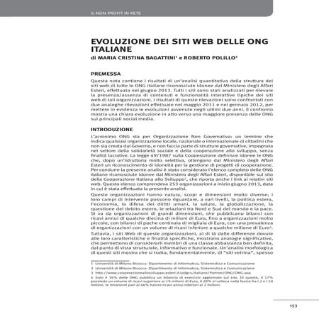 Evoluzione dei sii web delle ONG italiane