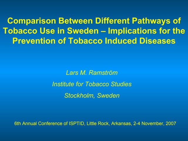 Comparison Between Different Pathways of Tobacco Use in Sweden – Implications...