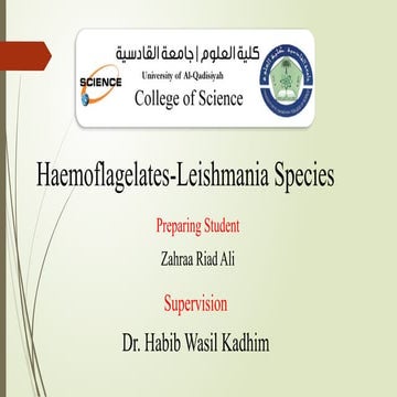 Clinical disease	- Veseral leishmaniasis Cutaneous leishmaniasis Mucocutaneou...