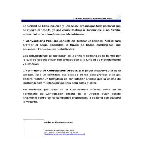 Reclutamiento informa