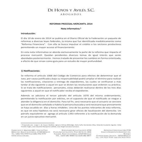 Reforma procesal codigo comercio_2014