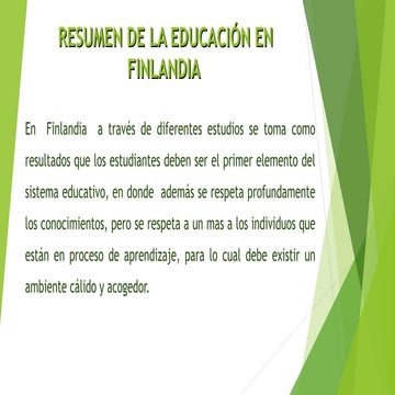 Resumen de la educación en finlandia point