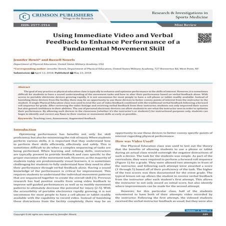 Using Immediate Video and Verbal Feedback to Enhance Performance of a  Fundam...