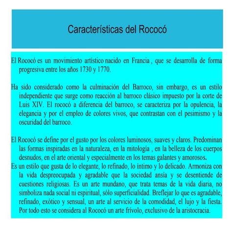 Arte Rococó y Neoclásico