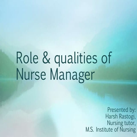 Role of nurse manager