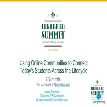 Using Online Communities to Connect Students Across the Lifecycle