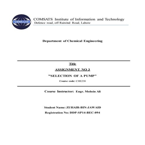 Selection of pump zbj