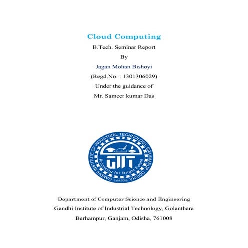 Seminar report on cloud computing
