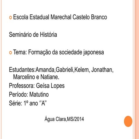 Seminário  Japão Antigo