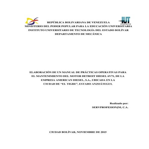 Servicios Profesionales JM - Elaboración de Practicas Operativas Mantenimient...