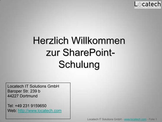 SharePoint Einführung und Anwenderschulung