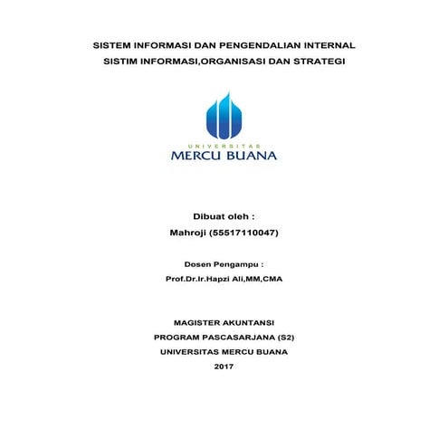 Si pi sistim informasi,organisasi  dan strategi, Hapzi ali, Mahroji, 2017