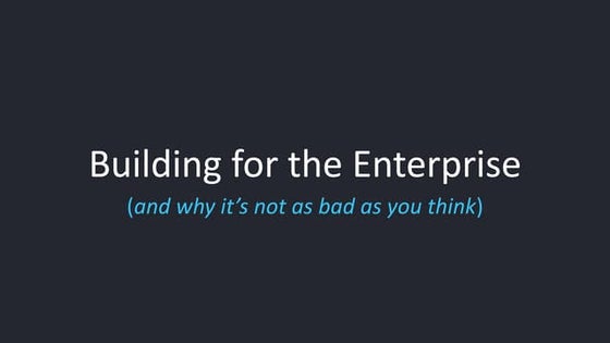 Y Combinator Startup Class #12 : Building for the Enterprise