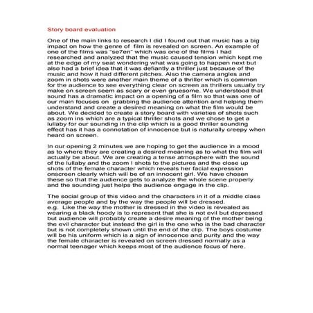 Story board evaluation