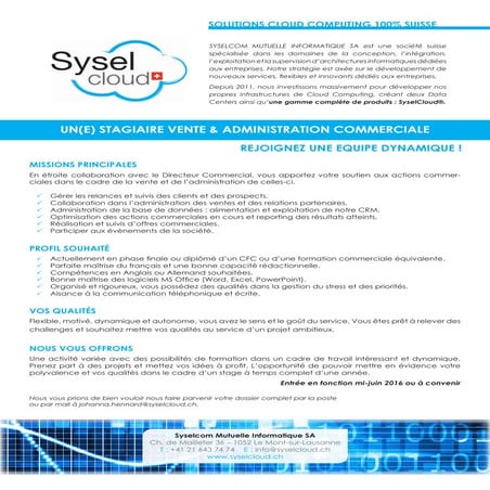 Stage administration commerciale et vente