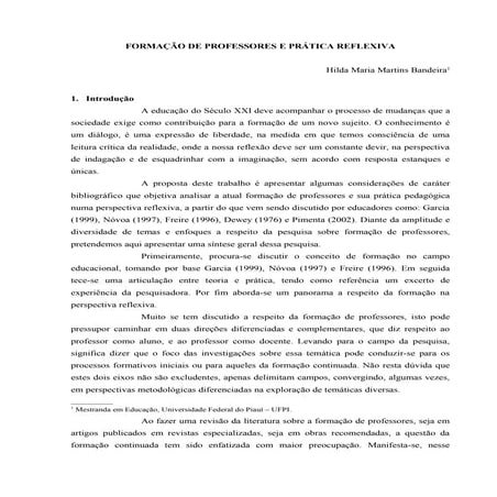 Texto 1   formação de professores e prática reflexiva