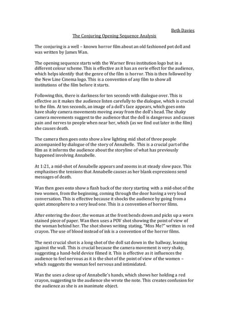 The conjuring opening sequence analysis (1)