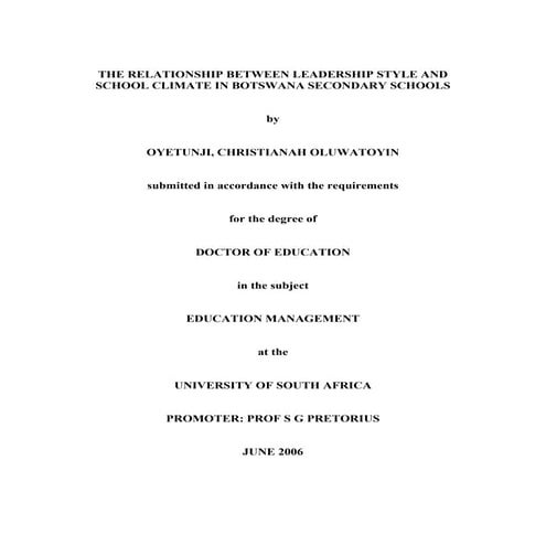 The relationship between leadership style and school climate