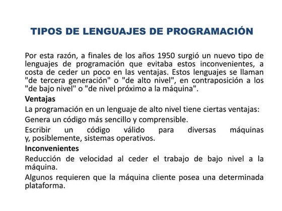 Tipos de lenguajes de programación