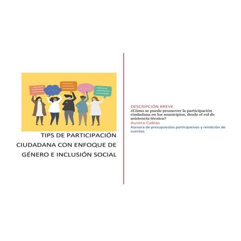 Tips de participacion ciudadana con enfoque de género e inclusión social
