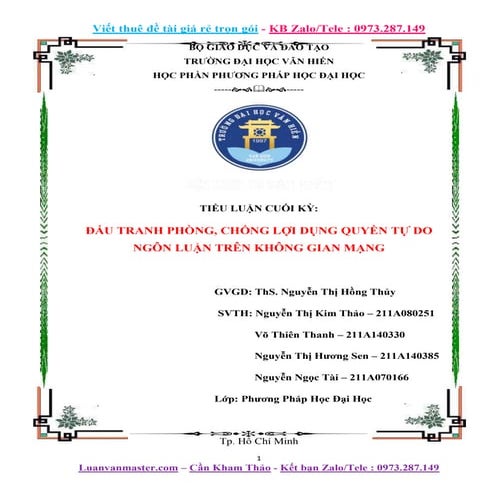 Tiểu Luận Lợi Dụng Quyền Tự Do Ngôn Luận Trên Mạng, 9 Điểm.docx
