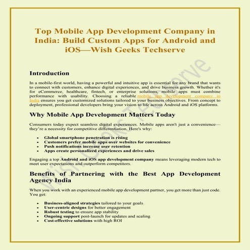 Top Mobile App Development Company in India—Wish Geeks Techserve