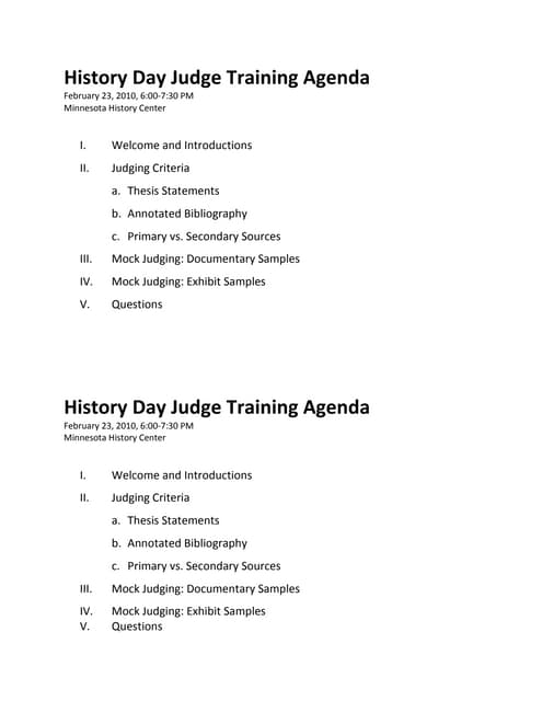 Training agenda 2010