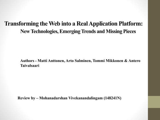 Transforming the web into a real application platform