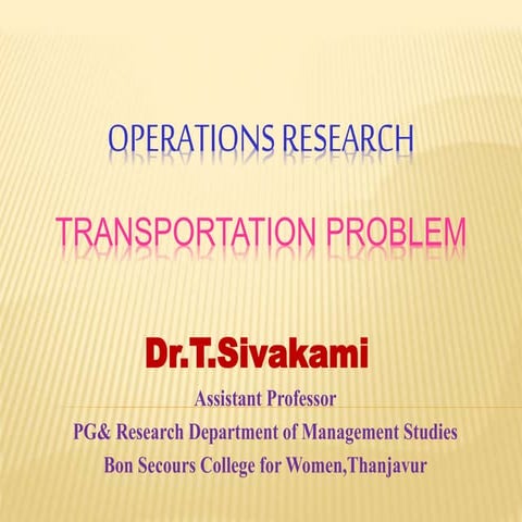 Transportation problem ppt