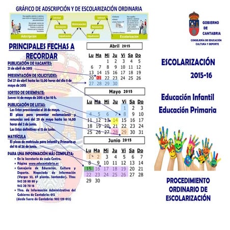 Triptico esc ordinario para infantil y primaria 2015 2016