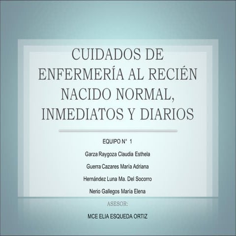 Cuidados de Enfermería al recién nacido normal