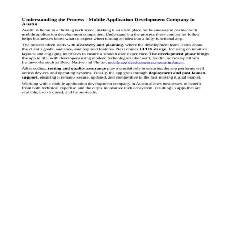Understanding the Process - Mobile Application Development Company in Austin.pdf