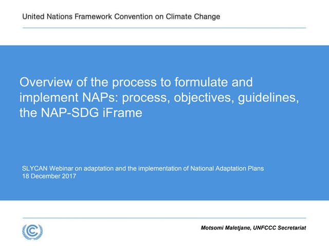 UNFCCC Overview of Process to Formulate and Implement NAPs - National Adaptat...
