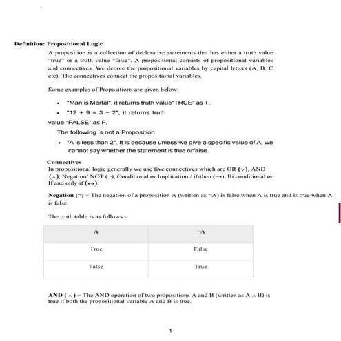 Proposition Logic in Discrete Structure