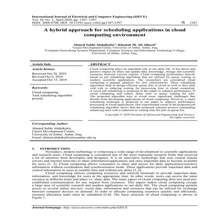 A hybrid approach for scheduling applications in cloud computing environment 