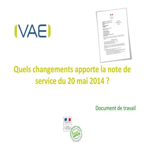 VAE DRAAF diaporama des changements 