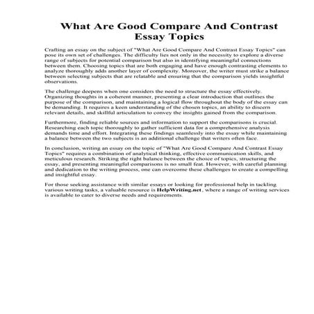 What Are Good Compare And Contrast Essay Topics