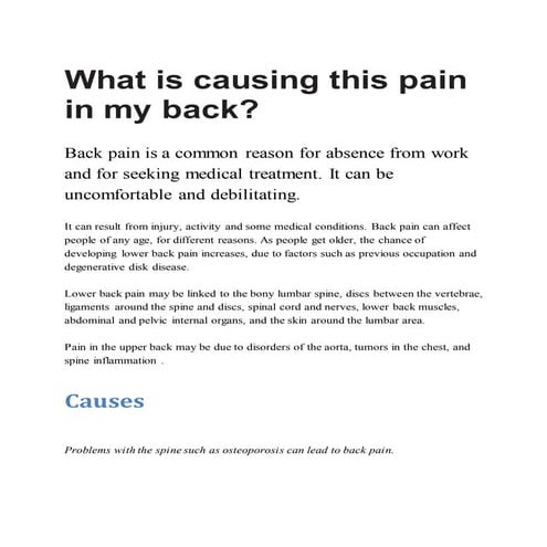 What is causing this pain in my back